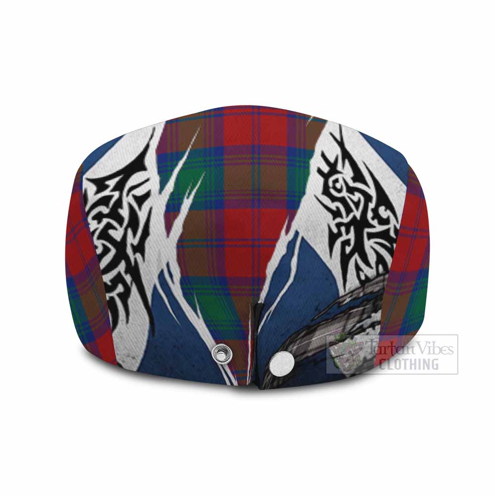 Auchinleck (Affleck) Tartan Flat Cap, Jeff Cap Scotland Flag Ripped Tribal Design