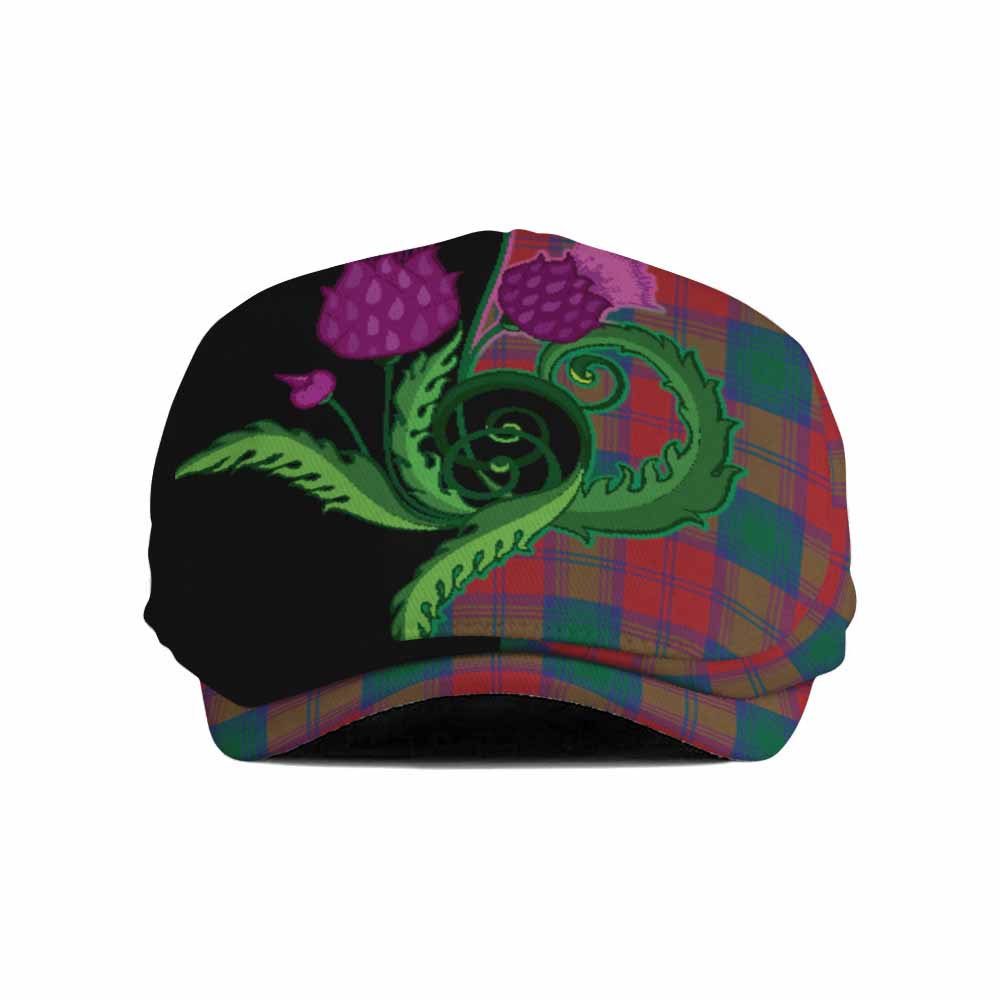 Auchinleck (Affleck) Tartan Flat Cap, Jeff Cap Traditional Scottish Thistle