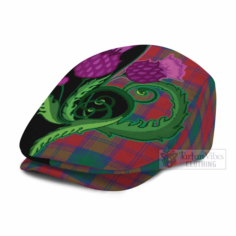 Auchinleck (Affleck) Tartan Flat Cap, Jeff Cap Traditional Scottish Thistle