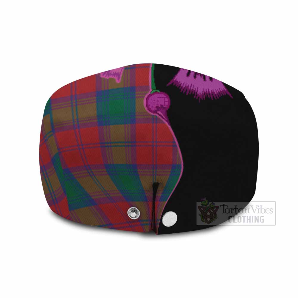 Auchinleck (Affleck) Tartan Flat Cap, Jeff Cap Traditional Scottish Thistle