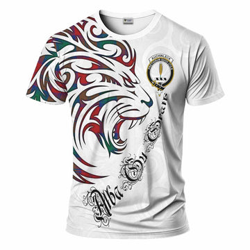 Auchinleck (Affleck) Tartan Lion Roar T-Shirt Alba Gu Brath with Celtic Motifs