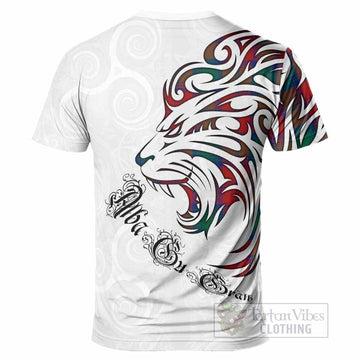 Auchinleck (Affleck) Tartan Lion Roar T-Shirt Alba Gu Brath with Celtic Motifs