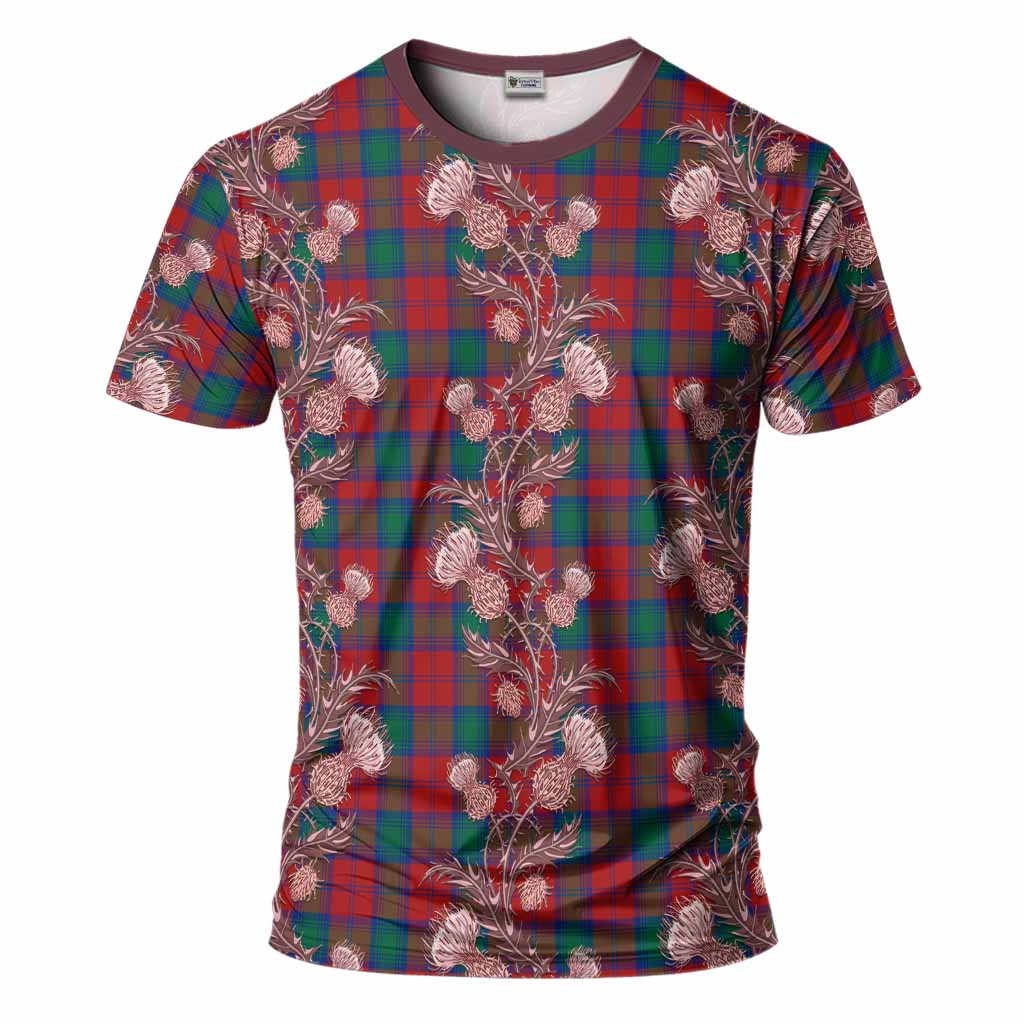 Auchinleck (Affleck) Tartan T-Shirt Seamless Scottish Thistle Flowers
