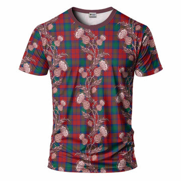 Auchinleck (Affleck) Tartan T-Shirt Seamless Scottish Thistle Flowers