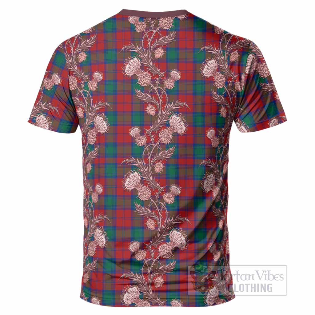 Auchinleck (Affleck) Tartan T-Shirt Seamless Scottish Thistle Flowers