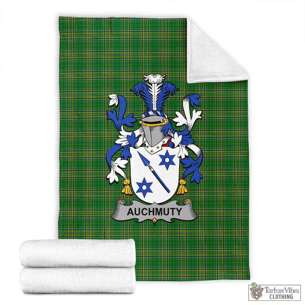 Auchmuty Irish Clan Tartan Blanket with Coat of Arms X-Large 59 x 79 inches 150 x 200 cm - Tartan Vibes Clothing