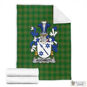 Auchmuty Irish Clan Tartan Blanket with Coat of Arms X-Large 59 x 79 inches 150 x 200 cm - Tartan Vibes Clothing