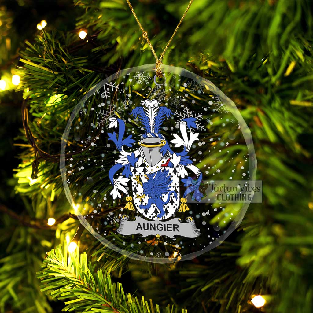 Aungier Irish Clan Christmas Glass Ornament with Coat of Arms Transparent Glass Circle - 2D-tartanvibesclothing