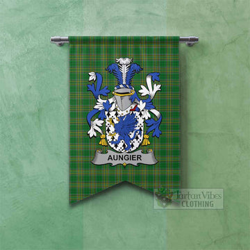 Aungier Irish Clan Tartan Gonfalon, Tartan Banner with Coat of Arms