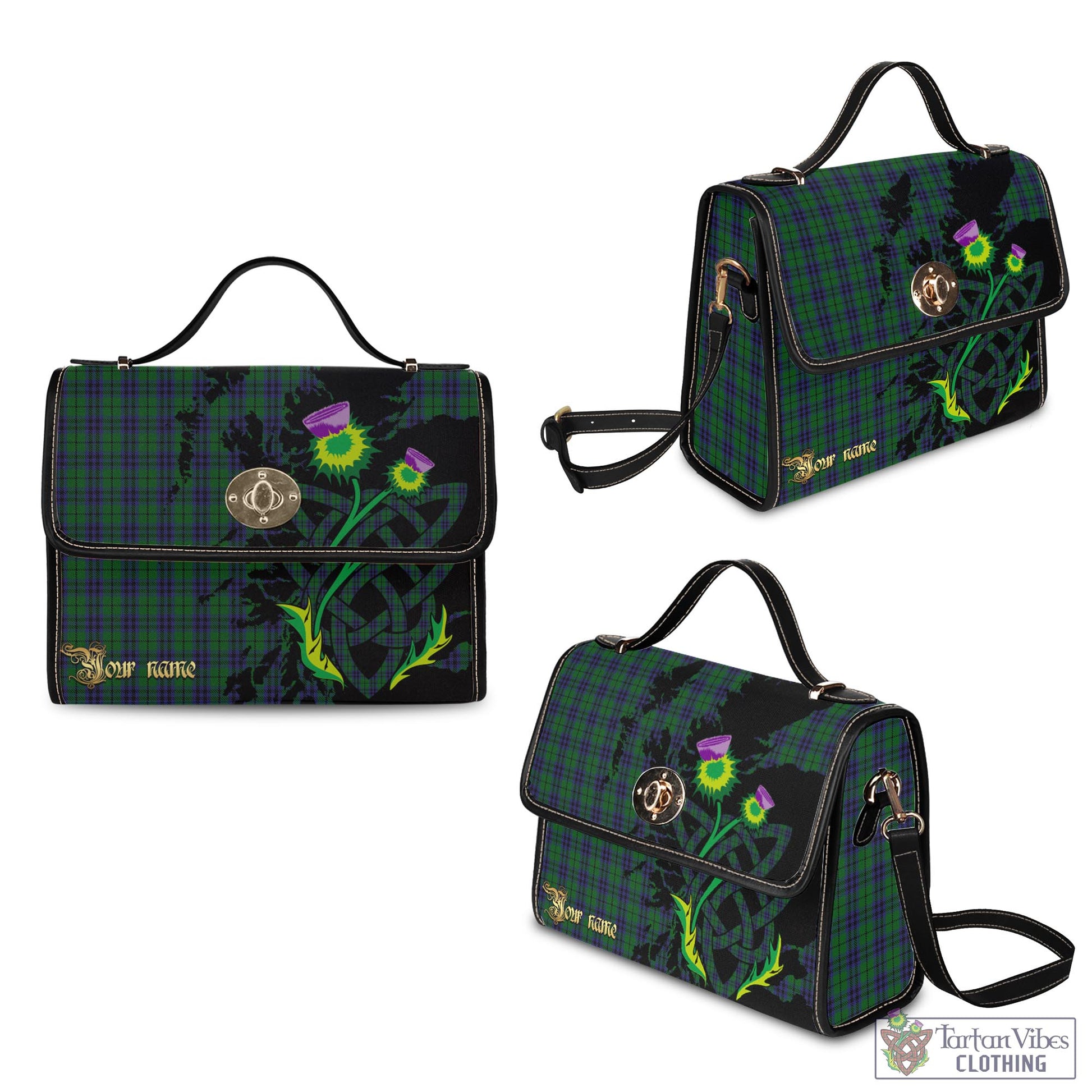Tartan Vibes Clothing Austin Tartan Waterproof Canvas Bag with Scotland Map and Thistle Celtic Accents