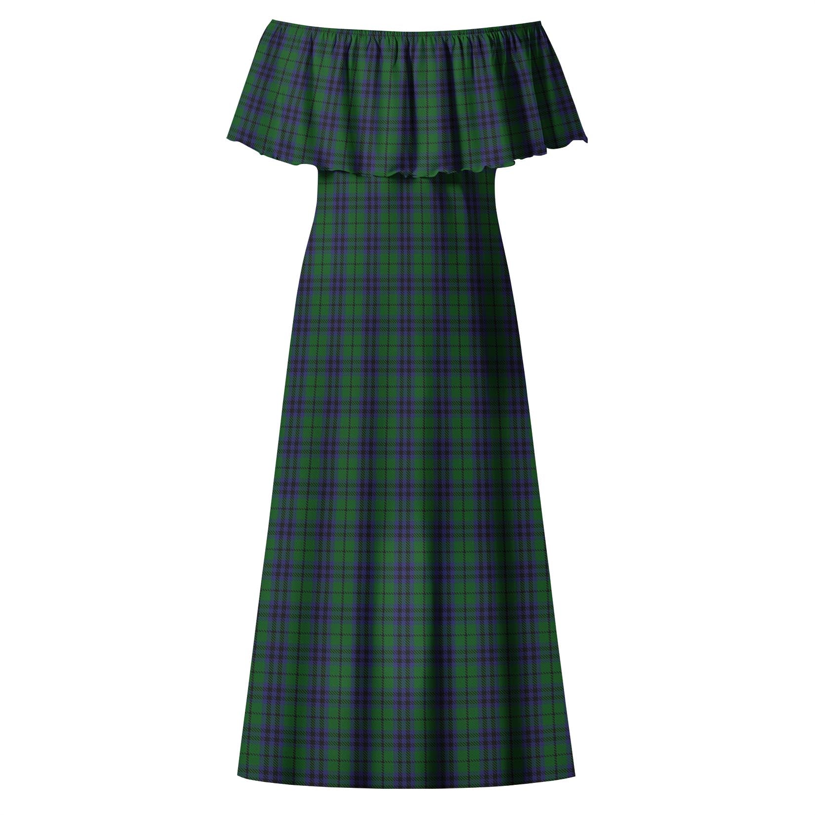 Austin Tartan Off Shoulder Long Dress - Tartanvibesclothing