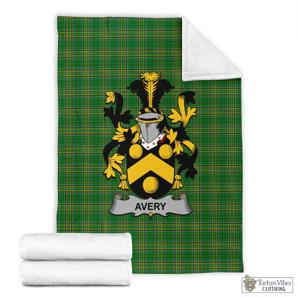 Avery Irish Clan Tartan Blanket with Coat of Arms X-Large 59 x 79 inches 150 x 200 cm - Tartan Vibes Clothing
