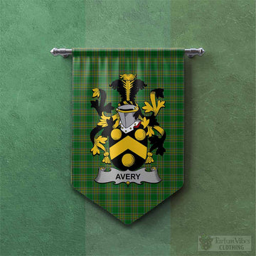 Avery Irish Clan Tartan Gonfalon, Tartan Banner with Coat of Arms