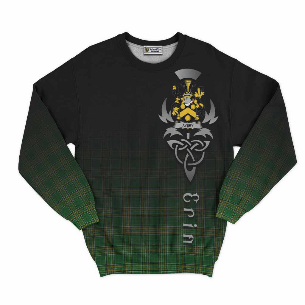 Avery Irish Clan Sweatshirt with Coat of Arms Erin Go Bragh Celtic Inspired Unisex - Tartan Vibes Clothing