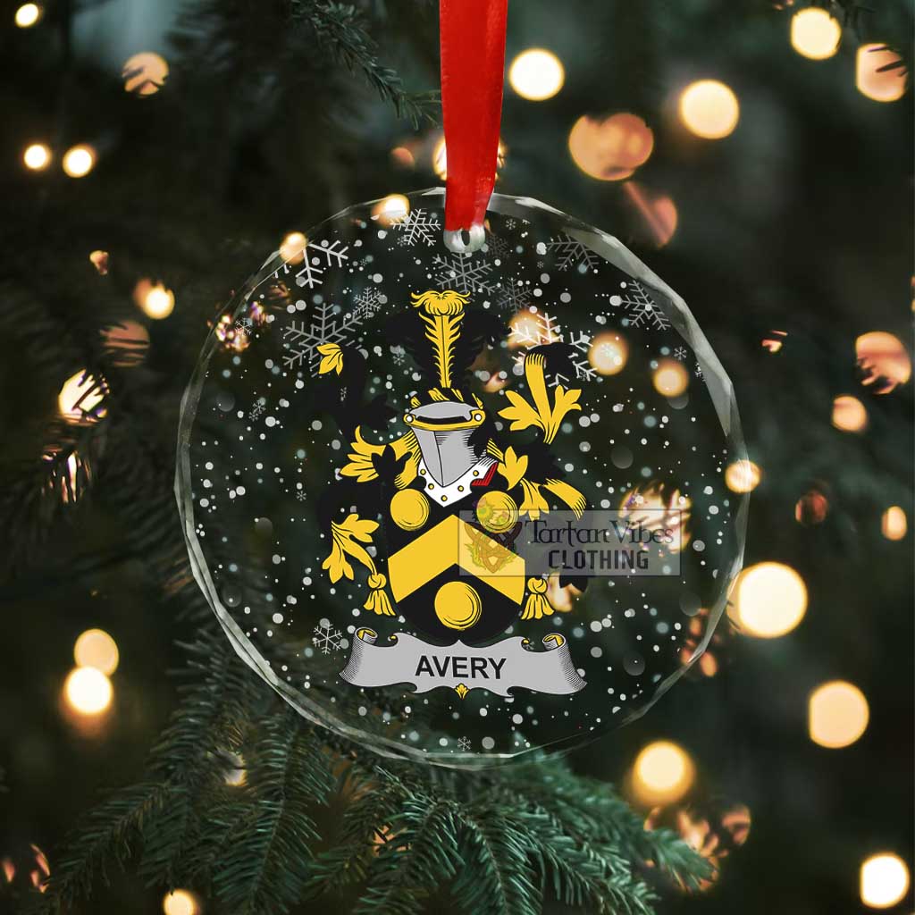 Avery Irish Clan Christmas Glass Ornament with Coat of Arms - 2D-tartanvibesclothing