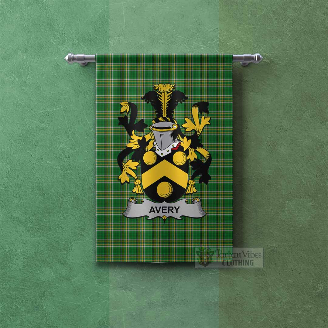 Tartan Vibes Clothing Avery Irish Clan Tartan Gonfalon, Tartan Banner with Coat of Arms