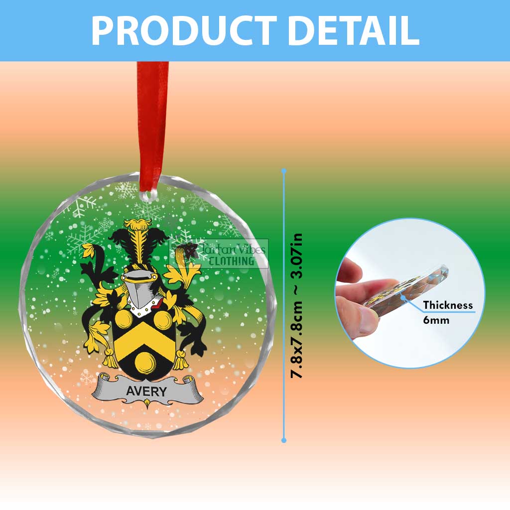 Avery Irish Clan Christmas Glass Ornament with Coat of Arms - 2D-tartanvibesclothing