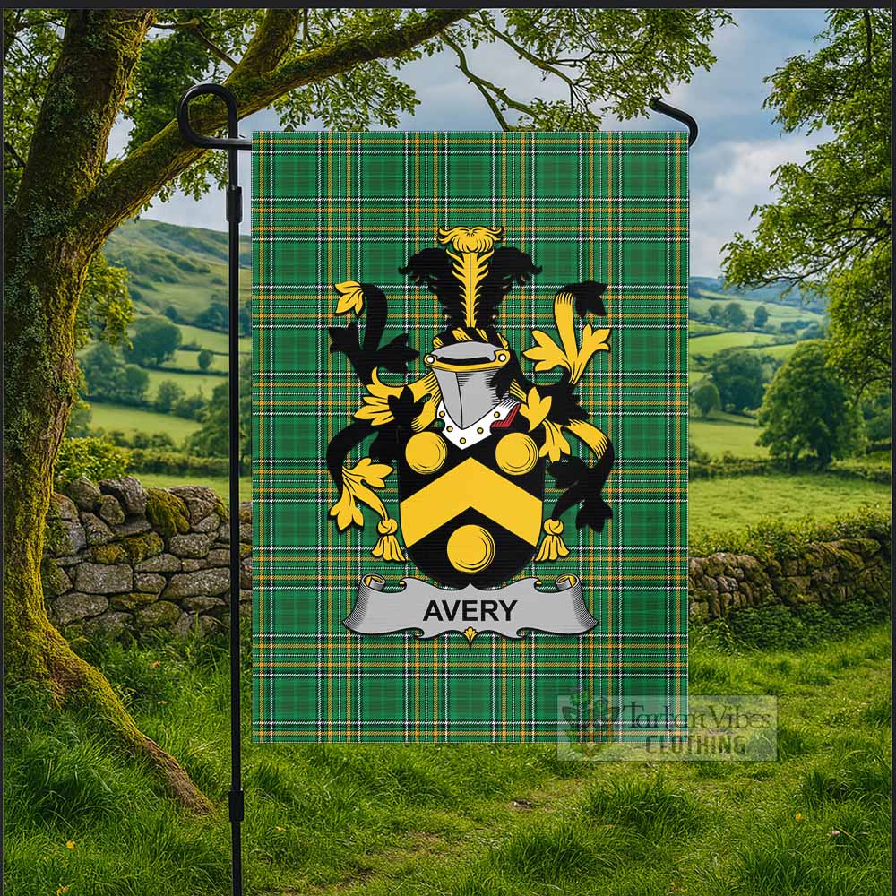 Avery Irish Clan Tartan Flag with Coat of Arms