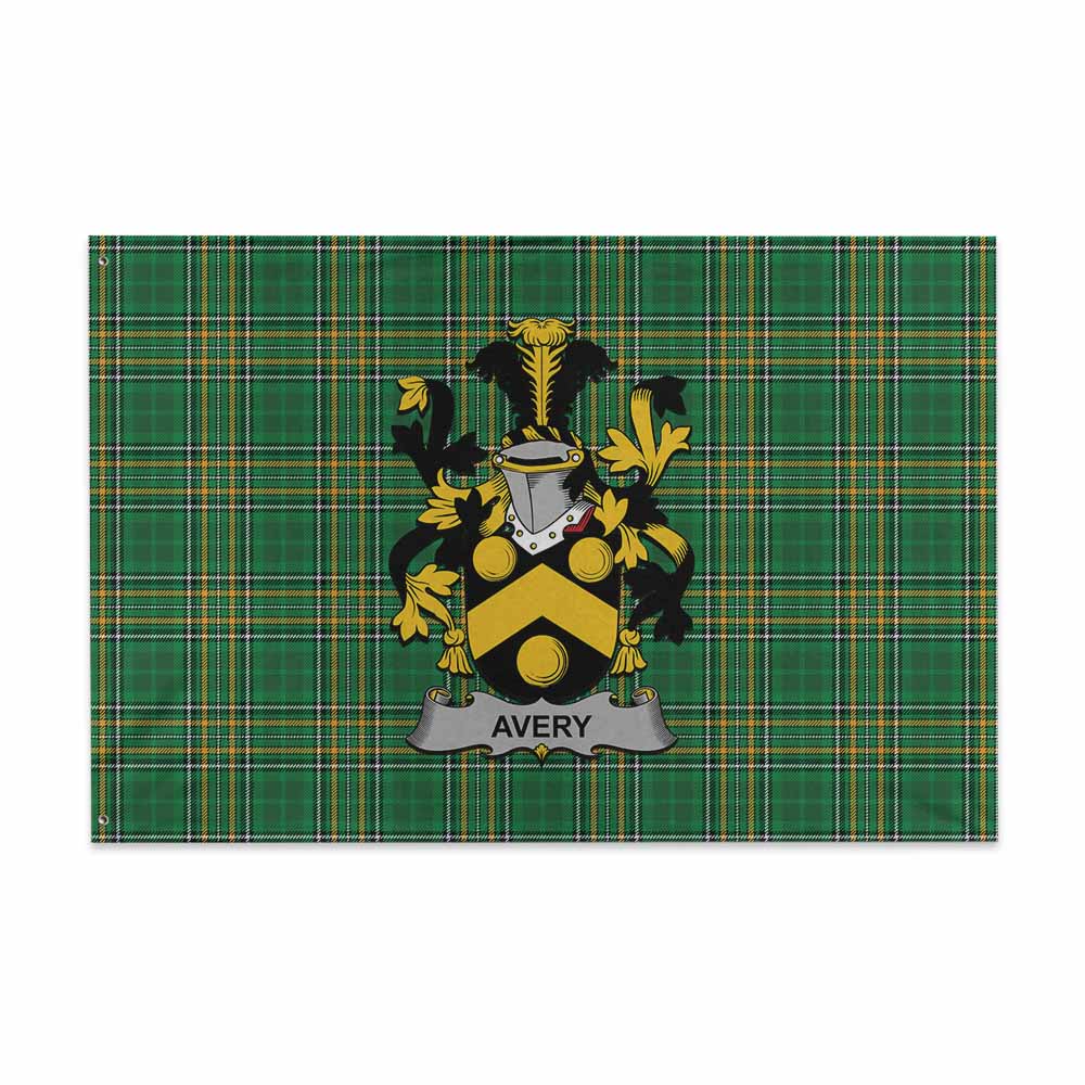 Tartan Vibes Clothing Avery Irish Clan Tartan House Flag with Coat of Arms