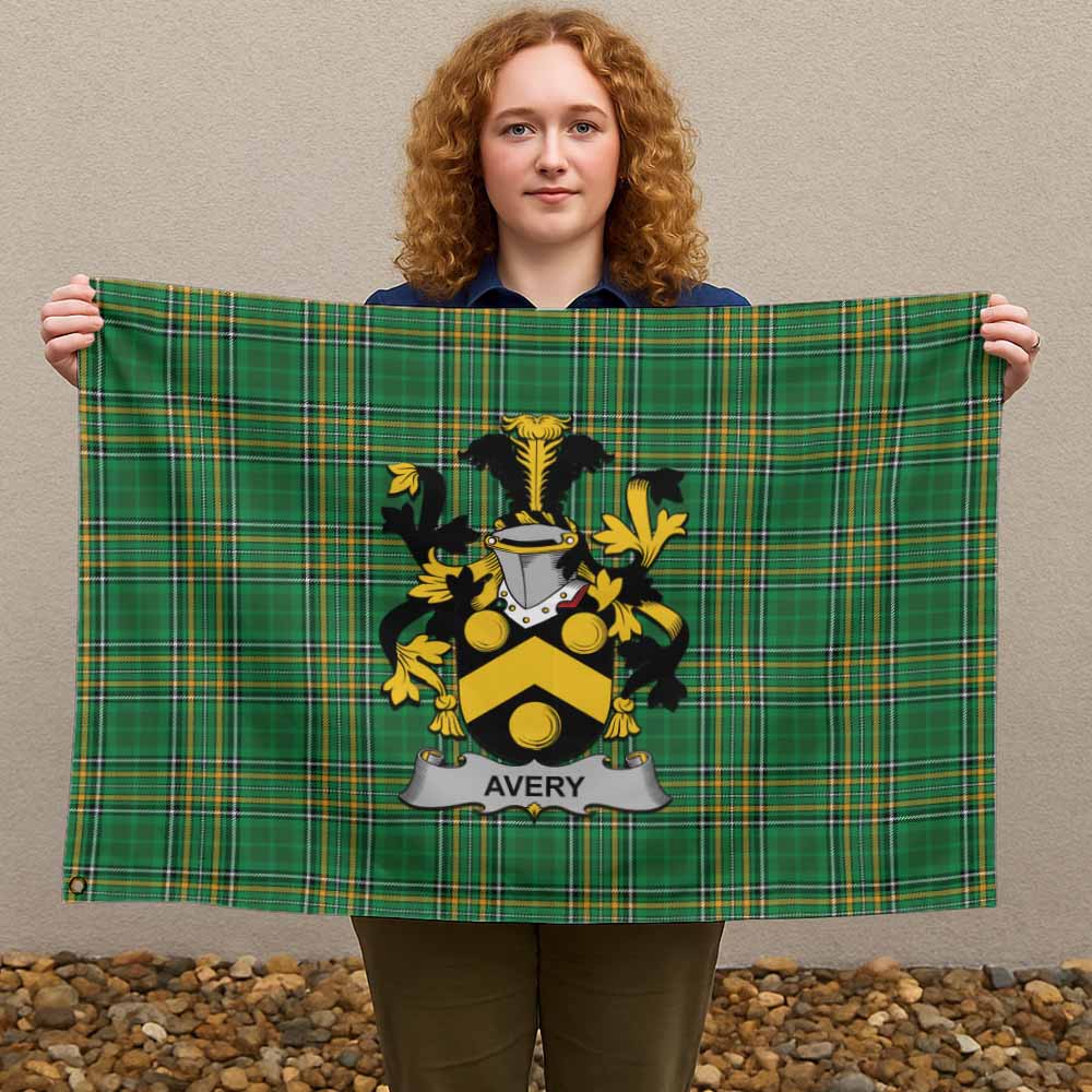 Tartan Vibes Clothing Avery Irish Clan Tartan House Flag with Coat of Arms