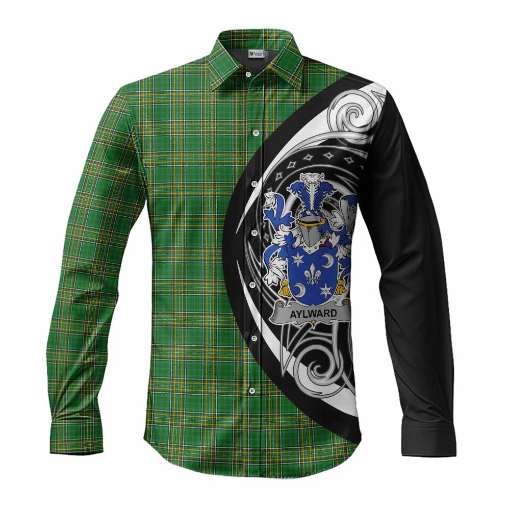 Tartan Vibes Clothing Aylward Irish Clan Long Sleeve Button Shirt Celtic Circle Style