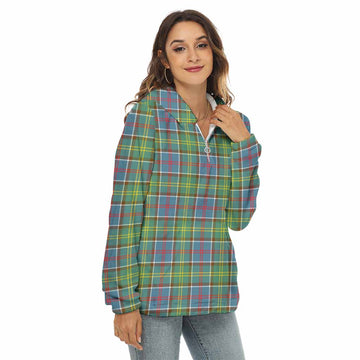 Ayrshire District Tartan Women's Borg Fleece Hoodie with Half Zip Female - Tartan Vibes Clothing