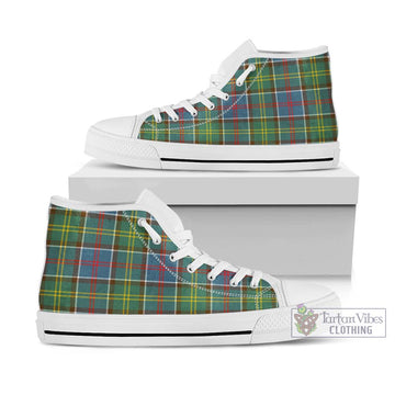 Ayrshire District Tartan High Top Shoes Kid High Top - White Sole - Tartan Vibes Clothing