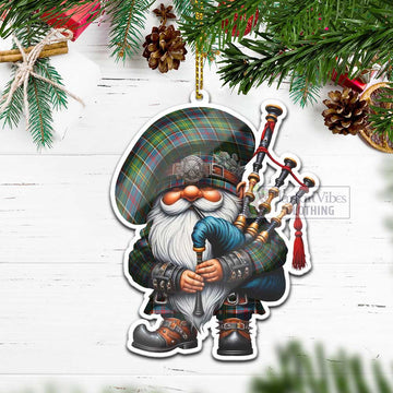 Ayrshire District Tartan Bagpiper Gnome Christmas Ornament