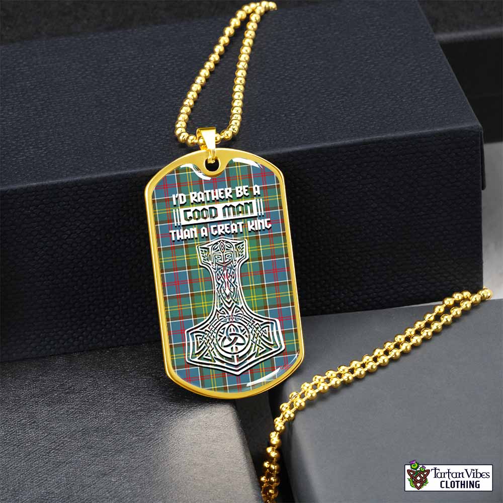 Ayrshire District Tartan Dog Tag Necklace Viking Mjolnir Style Gold No - Tartan Vibes Clothing
