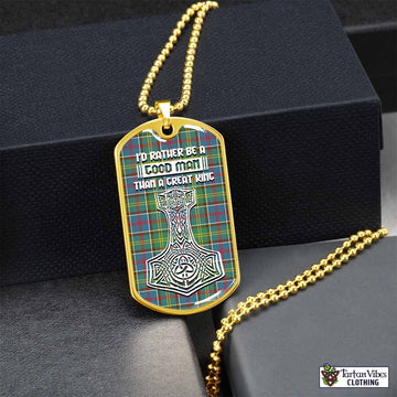 Ayrshire District Tartan Dog Tag Necklace Viking Mjolnir Style Gold No - Tartan Vibes Clothing