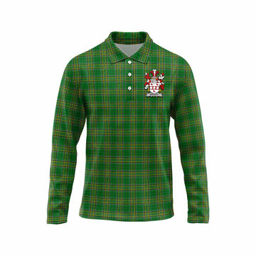 Bagley Irish Clan Tartan Long Sleeve Polo Shirt with Coat of Arms