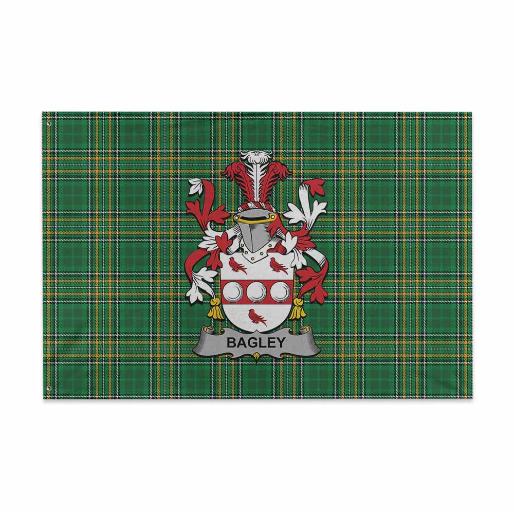 Tartan Vibes Clothing Bagley Irish Clan Tartan House Flag with Coat of Arms