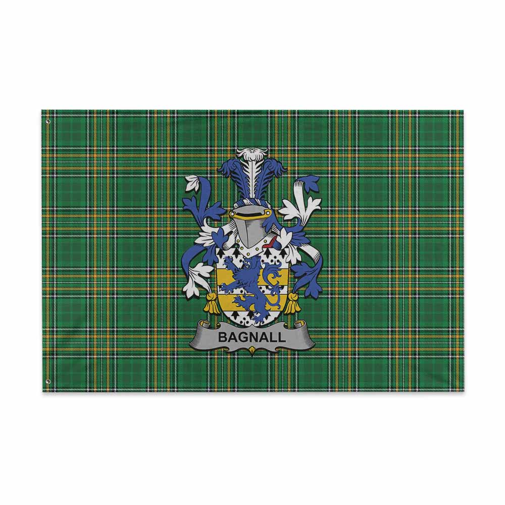 Tartan Vibes Clothing Bagnall Irish Clan Tartan House Flag with Coat of Arms