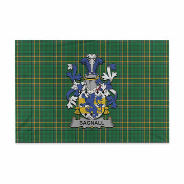 Tartan Vibes Clothing Bagnall Irish Clan Tartan House Flag with Coat of Arms