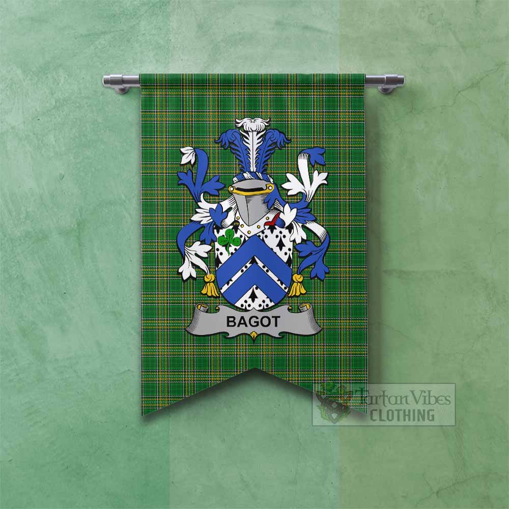 Tartan Vibes Clothing Bagot Irish Clan Tartan Gonfalon, Tartan Banner with Coat of Arms