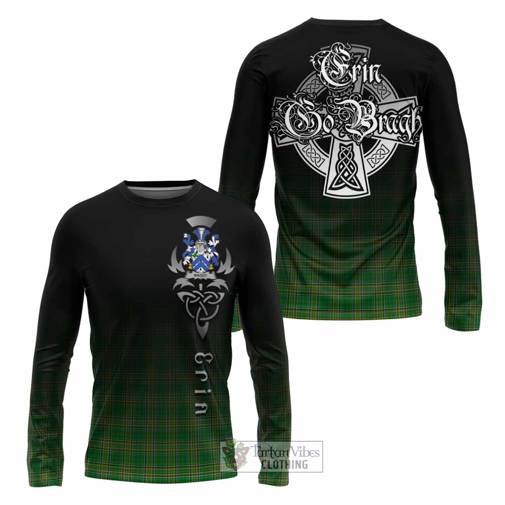Tartan Vibes Clothing Bagot Irish Clan Long Sleeve T-Shirt with Coat of Arms Erin Go Bragh Celtic Inspired