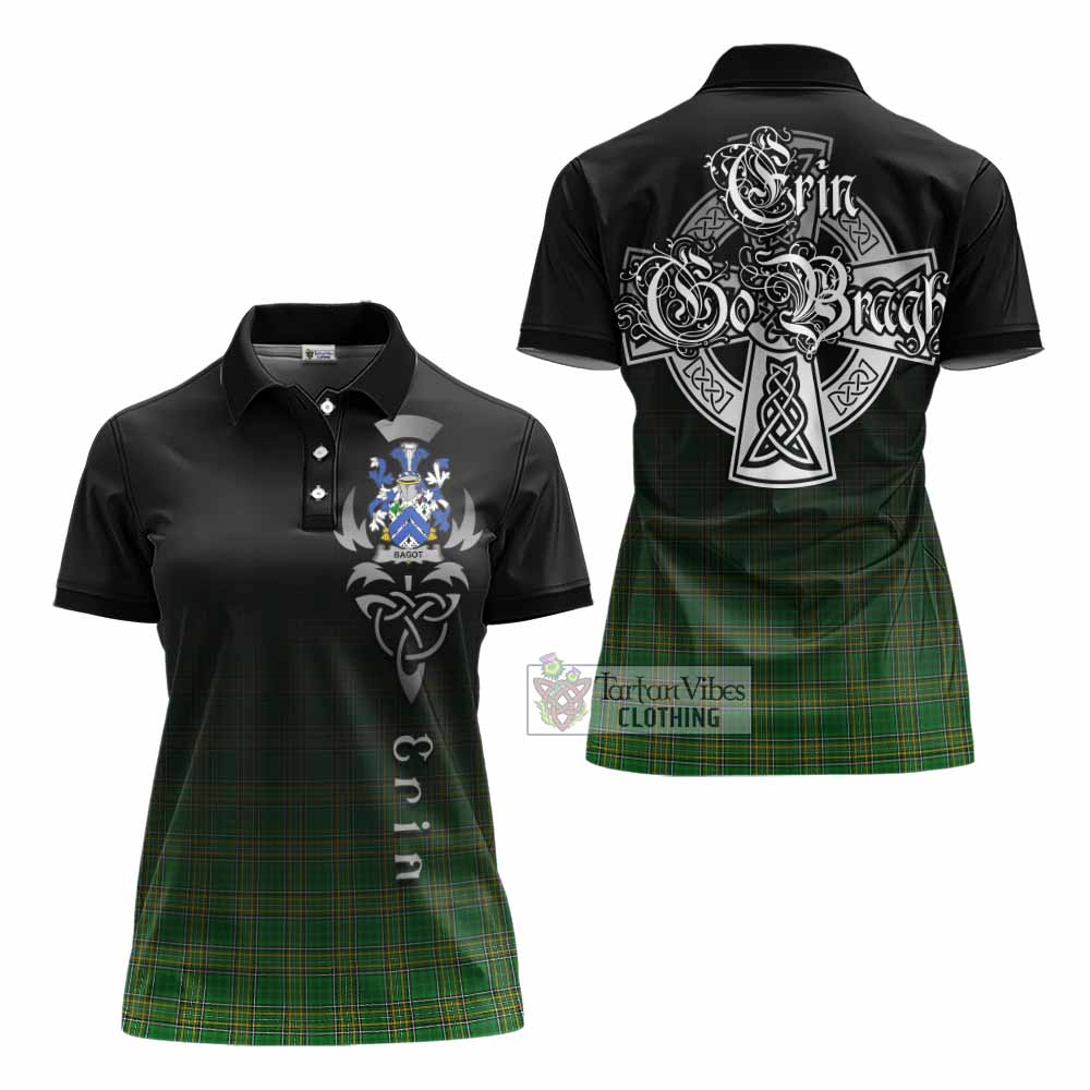 Tartan Vibes Clothing Bagot Irish Clan Women's Polo Shirt with Coat of Arms Erin Go Bragh Celtic Inspired