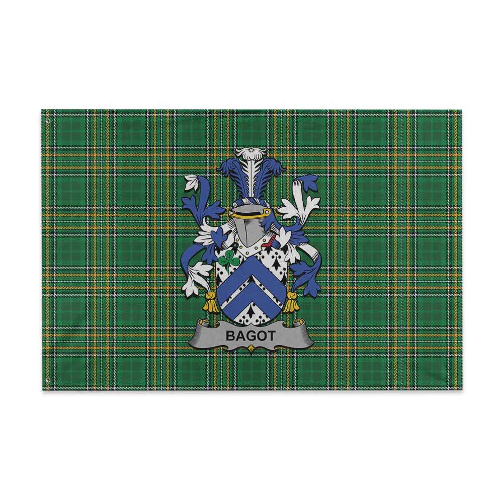 Tartan Vibes Clothing Bagot Irish Clan Tartan House Flag with Coat of Arms