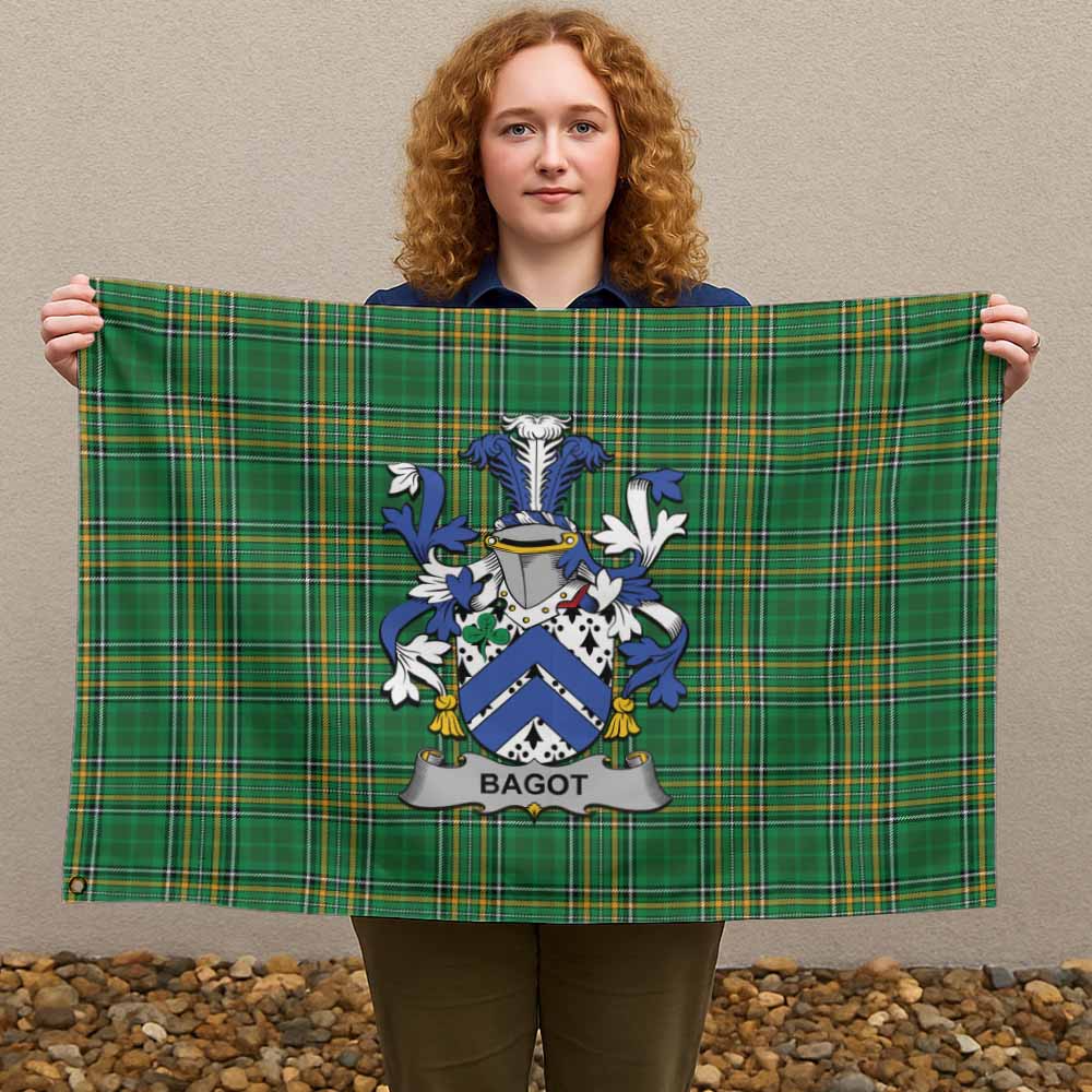 Tartan Vibes Clothing Bagot Irish Clan Tartan House Flag with Coat of Arms