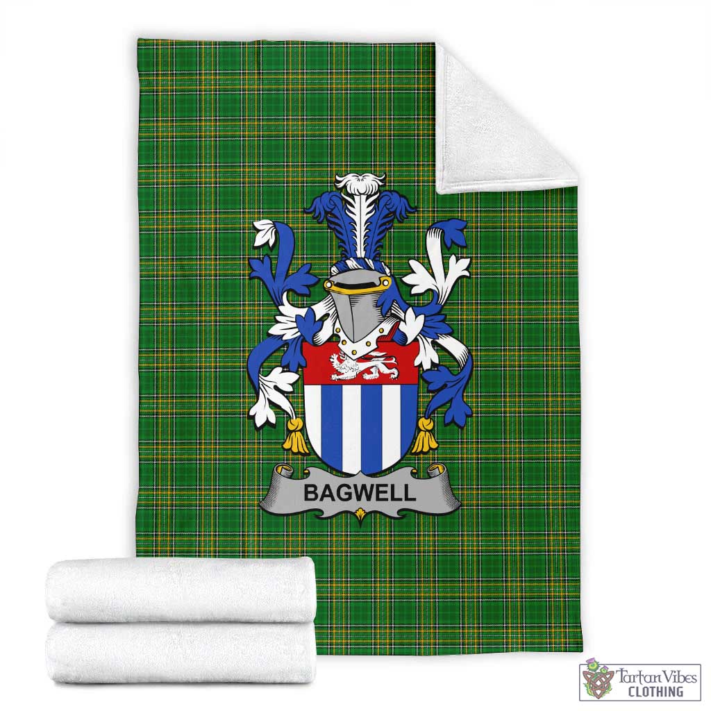 Bagwell Irish Clan Tartan Blanket with Coat of Arms X-Large 59 x 79 inches 150 x 200 cm - Tartan Vibes Clothing