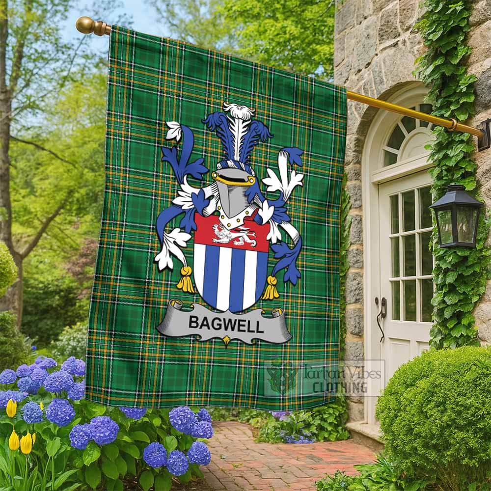 Bagwell Irish Clan Tartan Flag with Coat of Arms