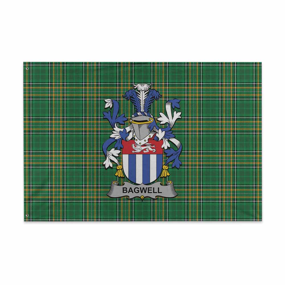 Tartan Vibes Clothing Bagwell Irish Clan Tartan House Flag with Coat of Arms