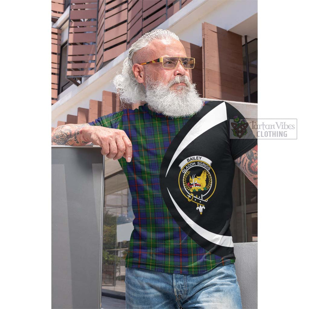 Bailey Tartan Cotton T-shirt with Family Crest Circle Style Men's Shirt - Tartan Vibes Clothing