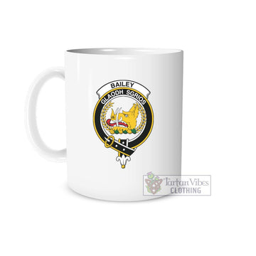 Bailey Family Crest Ceramic Mug White - 2D-tartanvibesclothing