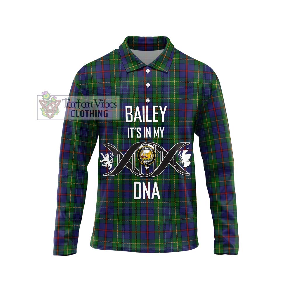 Bailey Tartan Long Sleeve Polo Shirt with Family Crest DNA In Me Style Unisex - Tartan Vibes Clothing
