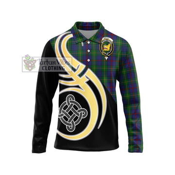 Bailey Tartan Long Sleeve Polo Shirt with Family Crest and Celtic Symbol Style Unisex - Tartan Vibes Clothing