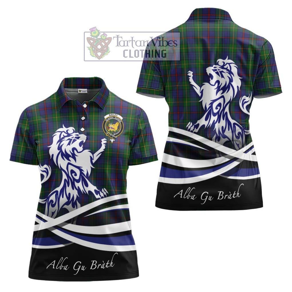 Bailey Tartan Women's Polo Shirt with Alba Gu Brath Regal Lion Emblem Women - Tartan Vibes Clothing