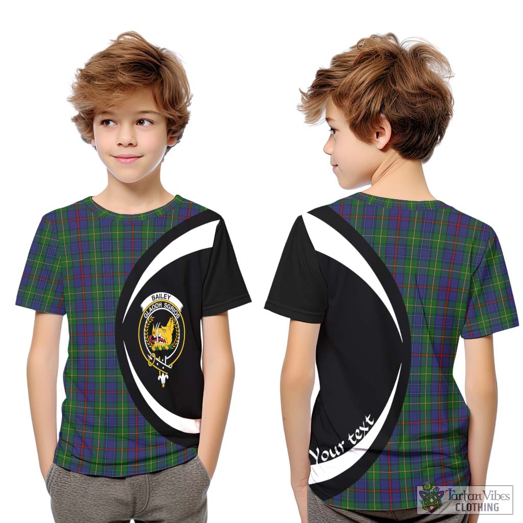 Bailey Tartan Kid T-Shirt with Family Crest Circle Style Youth XL Size14 - Tartan Vibes Clothing