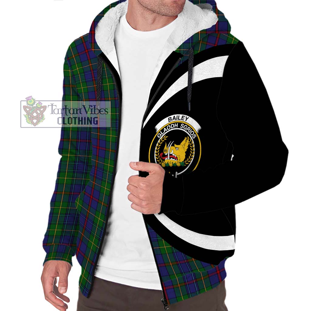 Bailey Tartan Sherpa Hoodie with Family Crest Circle Style Unisex S - Tartan Vibes Clothing