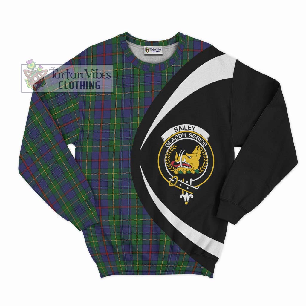 Bailey Tartan Sweatshirt with Family Crest Circle Style Unisex - Tartan Vibes Clothing